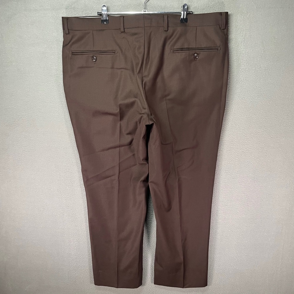 Mantoni Dress Pants Mens 38 Brown Super 140s Wool Flat Front - Picture 2 of 7